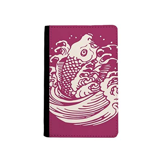 Portefeuille voyage pour passeport motif poissons japonais rouge en vacances
