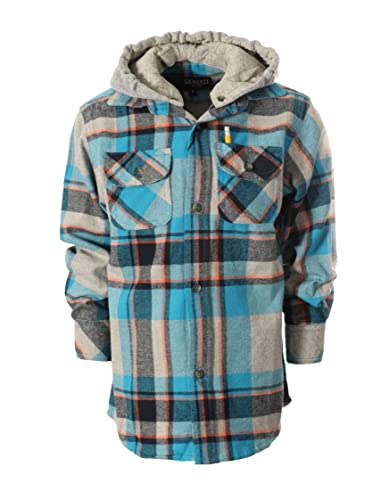 Gioberti Kids and Boys 100% Cotton Removable Hoodie Plaid Checkered Flannel Shirt