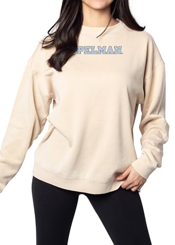 chicka-d Women's Oversized Dropped Shoulder Crewneck Fleece Sweatshirt | NCAA Primary Team Icon Neutral, Spelman College, Neutral, Medium