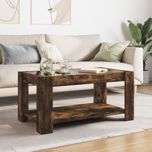 Table basse avec LED chêne fumé 93 cm élégance contemporaine - 5