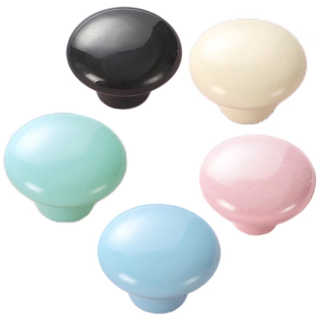 Keramik Knöpfe, Möbel ziehen, 8 Stück Keramik-Schubladenknöpfe in runder Form for Zuhause, Schrank, Küche, Kommode, schwarzer Ziehgriff, Schrank-Hardware-Knöpfe, Durchmesser 38 mm/1,50 Zoll ( Color :