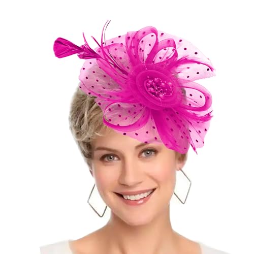 HIWIND Fascinators Hat Women Tea Party Flower Cocktail Mesh Feathers