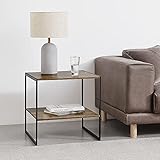 [en.casa] Mesa de Centro Svenstavik 50 x 50 x 50 cm Mesa de Salón Auxiliar con Estante Inferior hasta 15 kg Mesa Baja Mesa de Café o Té Negro y Efecto Madera