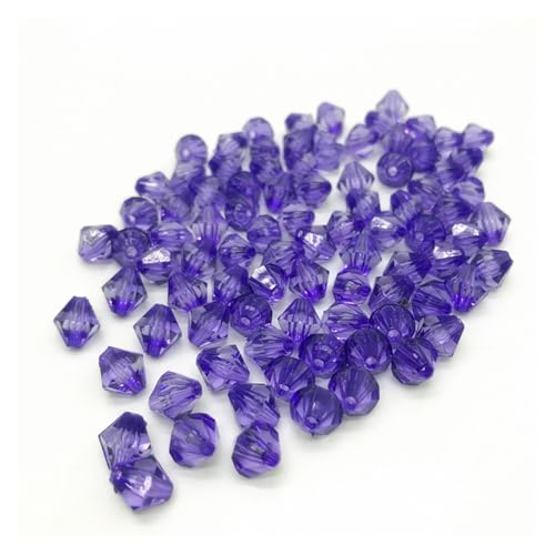BHOUTY Bicono de Cristal Cuentas acrílicas de Cristal bicono facetadas de 6 mm, 8 mm y 10 mm, espaciadoras Sueltas, Cuentas Redondas for Hacer Joyas(Purple,6mm 200pcs)