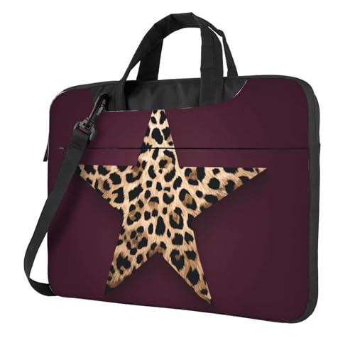 Sac ordinateur 15.6 pouces léopard et étoiles housse PC portable rembourrée pour homme et femme