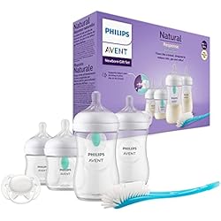 Valvula Airfree Avent Philips Avent Set de regalo para recién nacidos: 4 biberones con sistema AirFree, chupete ultra soft y escobilla, de 0-12 meses (modelo SCD657/11)