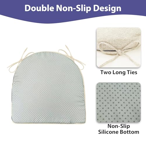 Image of IPYNBAP Chair Cushions for Dining Chairs, Kitchen Chair Cushions, 16'' x 16'' x 2'', Non Slip Indoor Seat Cushions, Chair Pads for Dining Chairs with Ties & Removable Cover, Set of 6, Beige
