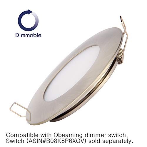 12V Led Rv Boat Ceiling Lights Recessed Interior Dome Light Cabinet Roof Cabin Overhead Downlight 3.5W 3Inches Brushed Nickel, 4 Pack (Warm White) #TOP1