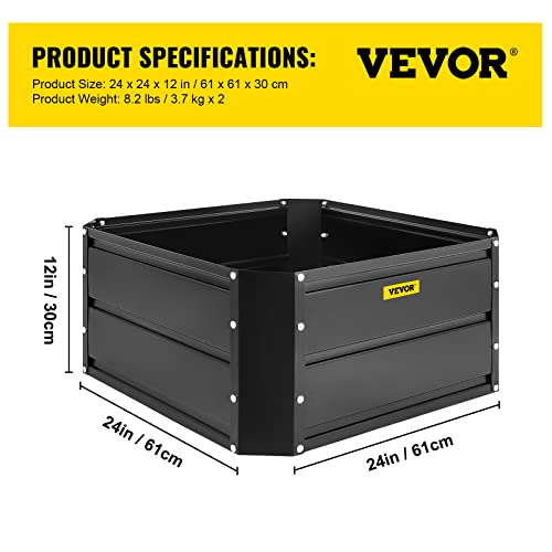 Vevor Galvanized Raised Garden Bed, 24" X 24" X 12" Metal Planter Box, 2 Pcs Steel Raised Garden Bed Kit, Black Planter Boxes Outdoor For Growing Vegetables,Flowers,Fruits,Herbs,And Succulents #TOP6