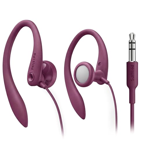 (Pink) - Philips SHS3200PK/37 Flexible Earhook Headphones, Pink