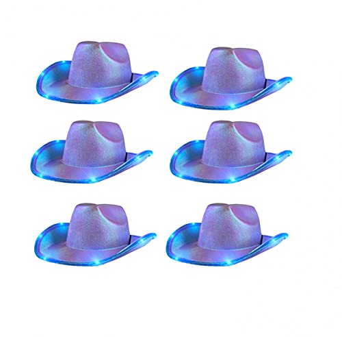 Blinkee Pack Of 6 Purple Blue Light Up Glorious Luminous Sheen Metallic Cowboy Space Cowgirl Hat #TOP10