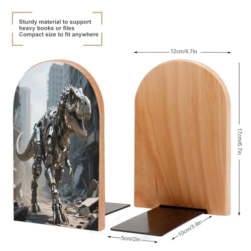 Sujetalibros mecánico de madera con base de metal para estantes caídos 3