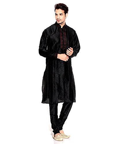 Kurta Pyjama Homme Noir Royal en Jacquard pour Mariage et Fêtes Indiennes