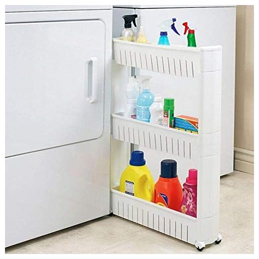 Modern Home Narrow Sliding Storage Organizer Rack - Laundry/Bathroom/Kitchen Portable Storage Shelves