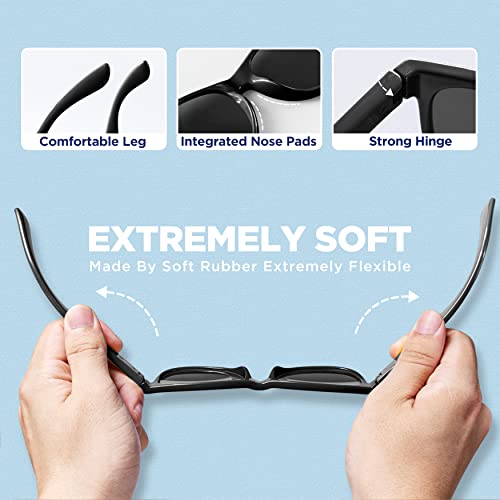 RIVBOS Kids Sunglasses with Strap Polarized UV Protection Flexible Rubber Shades for Boys Girls RBK0234