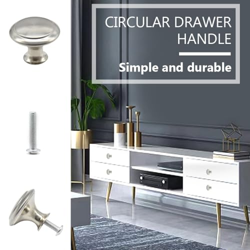 Hocansen 12 PCS Round Drawer Handles 27mm Metal Furniture Pull Knobs with Screws Single Hole Cupboard Door Knobs Silver Mushroom Knobs for Drawer,Cabinet and Dresser (Silver/27mm/LS-YX) - Image 4