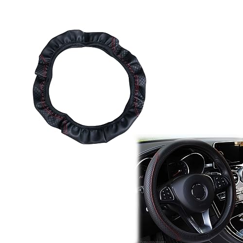 ZKSXOA Auto Lenkradbezug Mikrofaser Leder Lenkradhülle,Lenkradbezug Leder, Heavy Duty Auto Lenkradhülle Lenkrad Abdeckung, Universal Größe 37-38cm, Anti Rutsch, Schwarz