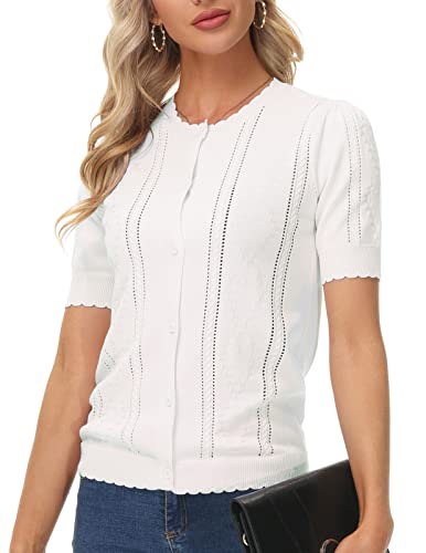 Summer Cardigan For Women Lightweight Short Sleeve Bolero Jacket For Dress Vintage Shrug Sweater White Xl #TOP4