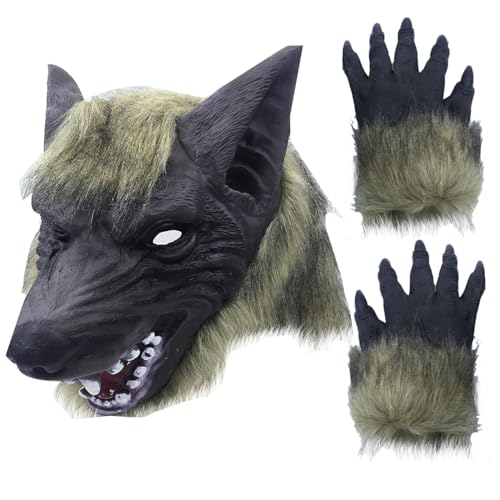 Masque de tête de loup Halloween effrayant loup-garou cosplay fête