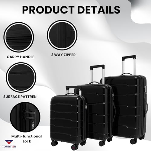 Image of 28-Inch Hard-Shell Luggage Suitcase | Lightweight 3.7 kg | 360 Spinner Wheels | 2-Way Zipper | Multi-Functional Lock | Business & Family Travel Trolley Bag (1, BLACK-20 24 inch 28 inch)