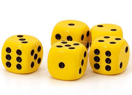 16mm W6 Würfel gelb/schwarz - Made in Germany! - 5Stk