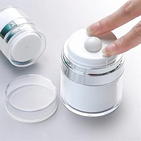 Airless Pump Bottle Portable Cream Jar Vacuum Bottle Travel Airless Pump Jar Moisturiser Container Moisturiser Pump Dispenser Refillable Cosmetic Jars for Indoor & Outdoor Use (15ml) Cover