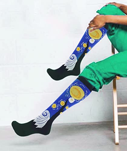 Wiycg Compression Socks For Women & Men 15-20 Mmhg Knee High Socks Famous Painting Circulation For Nurse Athletic Running (As1, Alpha, M, L, Regular, Regular, Combo 1) #TOP3