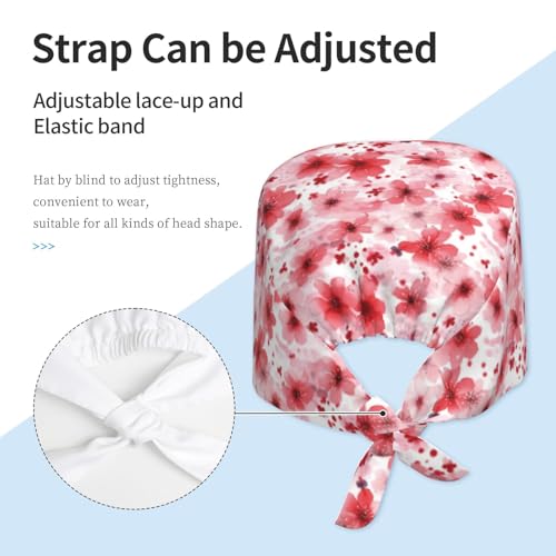 Image of Working Cap Scrub Cap with Sweatband Adjustable Unisex Women Tie Back Hat Nurse Surgical Caps
