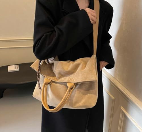 Slouchy Suede Hobo Bags Trendy Underarm Shoulder Bag Fall Winter Handbag Trendy Solid Retro Tote Sling Crossbody Bag4