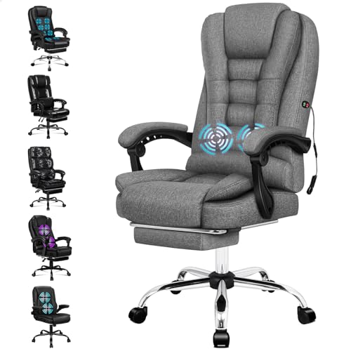 ALFORDSON Massage-Bürostuhl Gaming Chefsessel PU-Leder Computer Rennsitz, Stoff, Grau ALFORDSON Massage-Bürostuhl Gaming Chefsessel PU-Leder Computer Rennsitz, Stoff, Grau