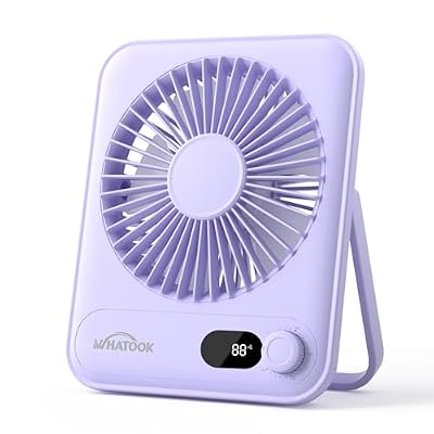 WHATOOK Small Desk Fan Personal Fans: 5000mah 25 Hours Battery Office Quiet Mini Desktop Fan Portable Rechargeable Travel Essentials (Purple, 2000 mAh)