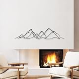 Rajukit Metal Mountain Wall Art - Modern Horizontal Mountain Silhouette Decor, Nature-Inspired Wall Sculpture for Above Bed, Outdoor & Living Room
