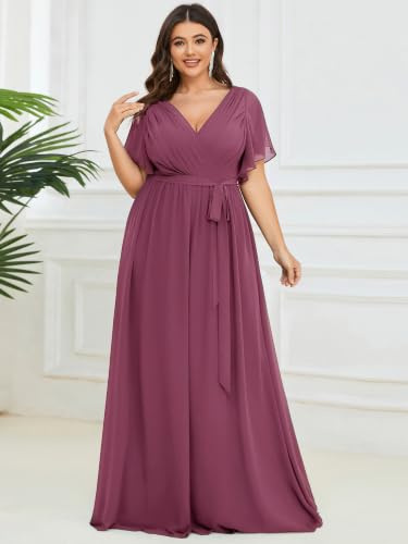 Image of Ever-Pretty Plus Women's Chiffon Maxi Plus Size Formal Bridesmaid Dresses