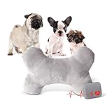 K&H PET PRODUCTS Mother's Heartbeat Calming Dog Toy Bone Pillow Gray Small Breed Heartbeat 8 Inch