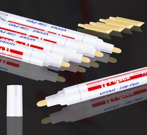 8 Stück Weiße Fugenstift für Schimmel und Restaurierung, Fugenmörtel Restaurierung Stift, Reparatur Marker für Fliesen Wand Boden, mit Ersatzspitze