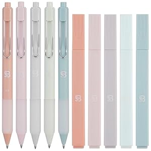 BLIEVE – Aesthetic Highlighters and Gel Pens With Soft Ink And Tip, Bible Highlighters and Pens No Bleed, Dry Fast Easy to Hold, for Bible Journaling Planner School Supplies (Pastel)