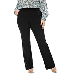 Wrinkle-Free Stretch Dress Pants Plus Size for Women Pull-on Pant Ease into Comfort Office Pant