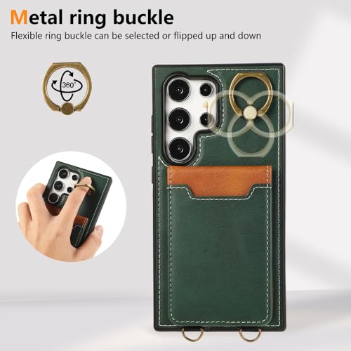 Étui en cuir magnétique pour Samsung Galaxy S22 avec anneau de support premium