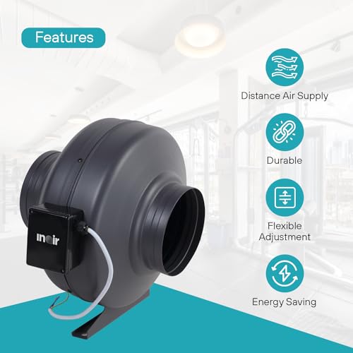 Image of INAIR | Circular Exhaust Fan | INA-CDF31-66B | 1900 (m3 /h) Airflow | Silent, Energy-Saving Copper Motor | Durable Metal Build, Stable Air Pressure | Ventilation Fan for Bathroom, Kitchen & Shops