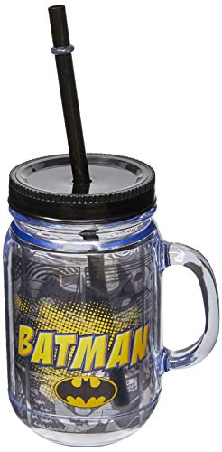 Caneca com Canudo Batman 420Ml, Warner Bros, Multicor