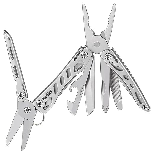 Nextool EDC Keychain Multitool, 10 in 1 Mini Pocket Knife Multi Tool with Needlenose Pliers, Scissors, Mini Useful Cool Gadgets for Men, Father's Day Gifts from Daughter-Sliver