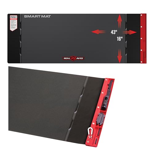 Real Avid Universal Smart Mat - 43x16”, Large Gun Cleaning Mat with Integrated Red Parts Tray, Gun Oil Resistant, Non-Slip, Padded Cleaning Mat
