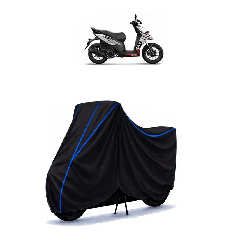 Image of Scooty Cover Water Resistant for SR | Universal Scooter & Bike Cover | Heavy Duty UV Protection | Dust, Rain & Scratch Protection | Elastic Fit All Weather Indoor Outdoor | Black with Blue Piping