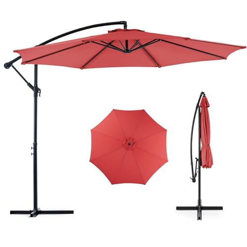 OLIXIS 10FT Offset Patio Umbrella, Cantilever Table Umbrellas, Outdoor Sun Shade with Easy Tilt...