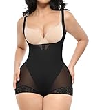 SHAPELLX Open Bust Shapewear Tummy Control Fajas Colombianas Moldeadoras Body Shaper with Hook Zipper Closure (Black X-Large)