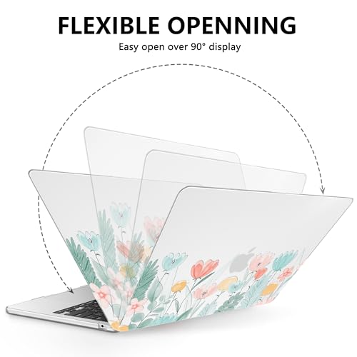 AKIT Compatible with MacBook Air 13 inch Case M5 2026 2025-2022 M4 M3 M2 A3449 A3240 A3113 A2681, Unique Hard Shell Laptop Case+Screen Protector+Keyboard Cover for MacBook Air 13.6 inch, SimpleFlowers by AKIT - Image 5