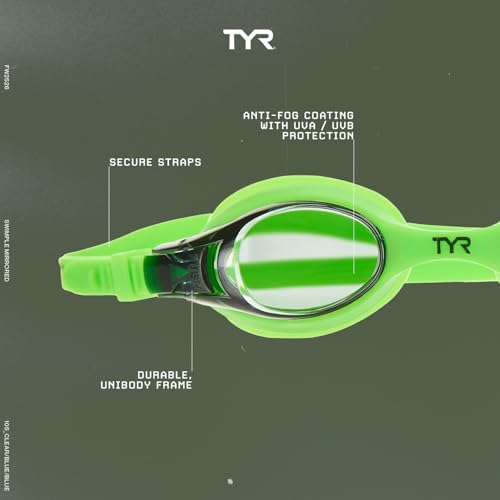 Image of TYR Kids' Swimple Goggles - Colorful Swim Goggles for Beginners | Comfy Youth Unibody Fit | Advanced Anti-Fog UV Eye Protection | Safe No-Leak Silicone Gaskets | Quick-Adjust Release Button