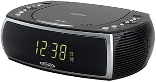 Jensen Modern Home CD Tabletop Stereo Clock Digital AM/FM Radio CD Player Dual Alarm Clock Stereo CD Top-Loading Disc Player | USB Charging Port DV 5V 800mA | Headphone Jack | 0.9 Display Green LED