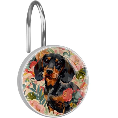 Crochets de rideau de douche chien saucisse en acier inoxydable x12 - 2