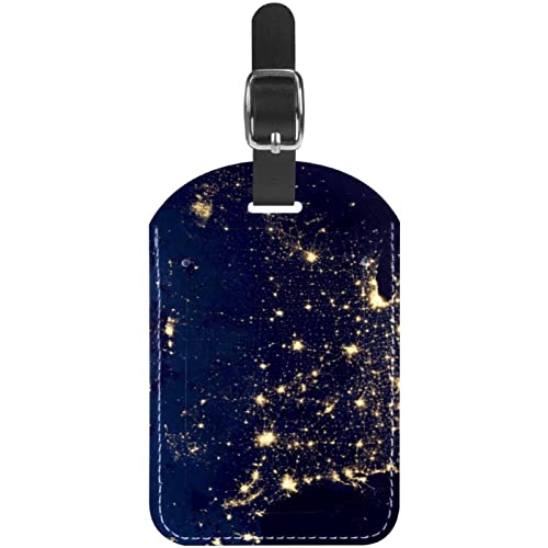 Etiquetas de cuero para maleta de viaje con mapa satelital espacial de Estados Unidos, 1 paquete